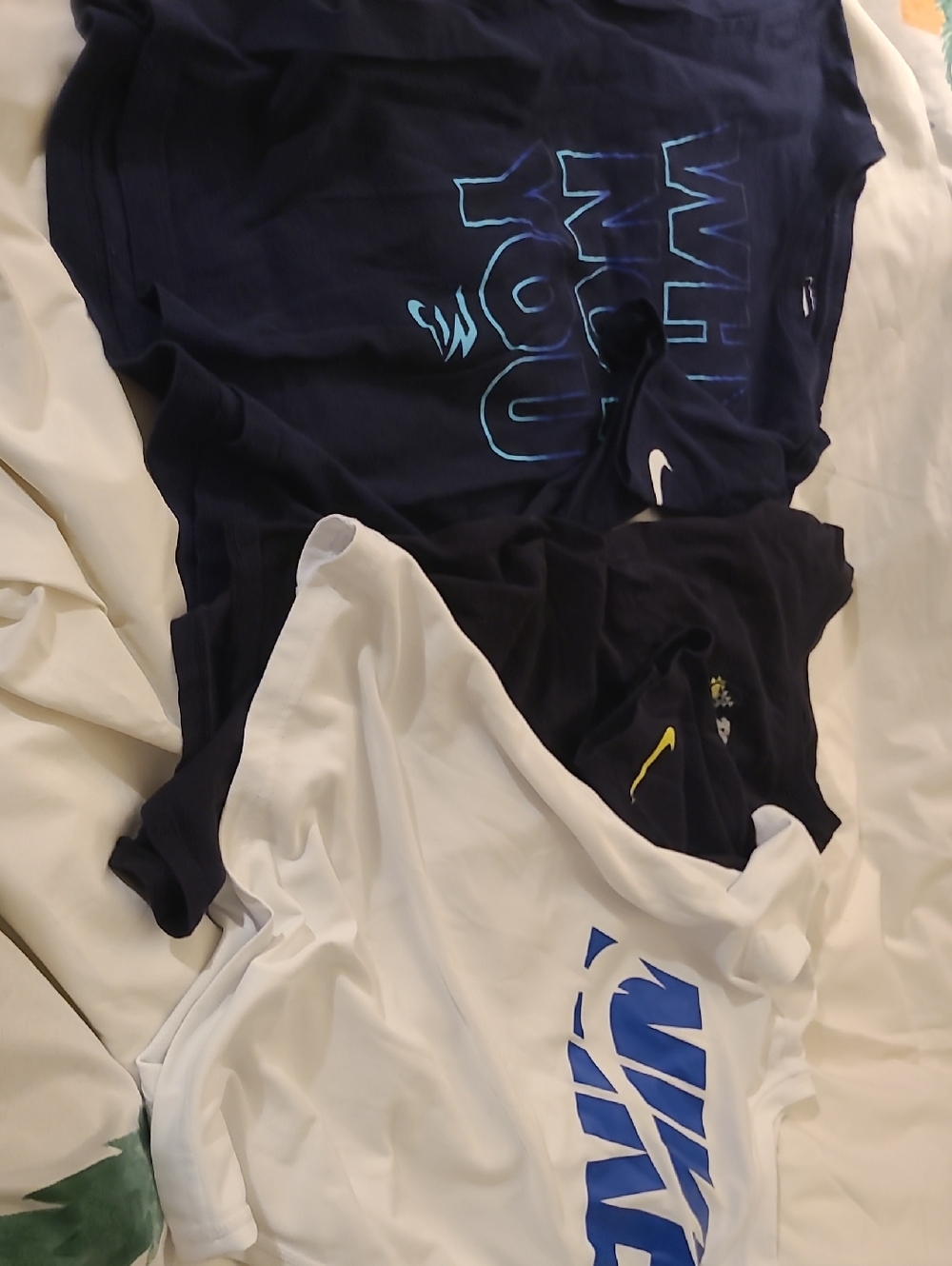 Nike T-Shirt Trio in Navy, Black & White with Blue and Yellow Accents